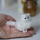 Белая кошка, миниатюра из шерсти. Войлочная игрушка. Войлочные зверики Людмилы Демидович. Ярмарка Мастеров.  Фото №6