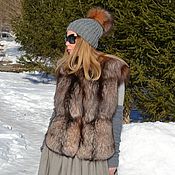 Одежда handmade. Livemaster - original item The fur vest black (black-brown) Fox. color Crystal.. Handmade.