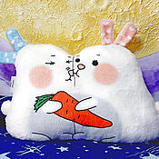 Для дома и интерьера handmade. Livemaster - original item Bunnies Cuddle Pillow New Year`s Gift. Handmade.