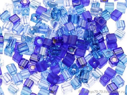 10g Beads Miyuki 3mm cube mix 02 shades of blue Japanese beads Miyuki, Beads, Chelyabinsk,  Фото №1