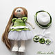 Doll knitted, handmade, interior doll in green. Dolls. mariedolls (mariedolls). My Livemaster. Фото №4