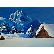 Картины и панно handmade. Livemaster - original item Painting Winter landscape mountain house. Handmade.