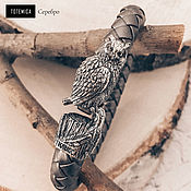 Украшения handmade. Livemaster - original item Silver Owl Bracelet / Eco-leather. Handmade.