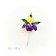 Brooch needle iris leather small flower yellow purple, Brooches, Kursk,  Фото №1