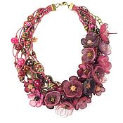 Украшения handmade. Livemaster - original item Dawn Burgundy Valley, Choker, Natural stones, handmade Flowers. Handmade.