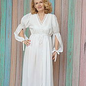 Gown of quilted Italian cotton knit Creme brulee