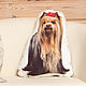Подушка Йорк с бантиком – декоративная подушка в виде собаки