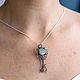 Серебряный кулон wire wrap с натуральным аквамарином Ключик. Подвеска. Украшения с камнями Марины Лужецкой (Virage) (virage). Ярмарка Мастеров.  Фото №4