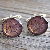 Украшения handmade. Livemaster - original item Cufflinks with painted purple color. Handmade.