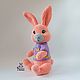 Toy plush Bunny Caramel knitted plush toy rabbit, Stuffed Toys, Volokolamsk,  Фото №1