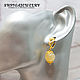 Gold plated earrings with natural citrine `Sun`
