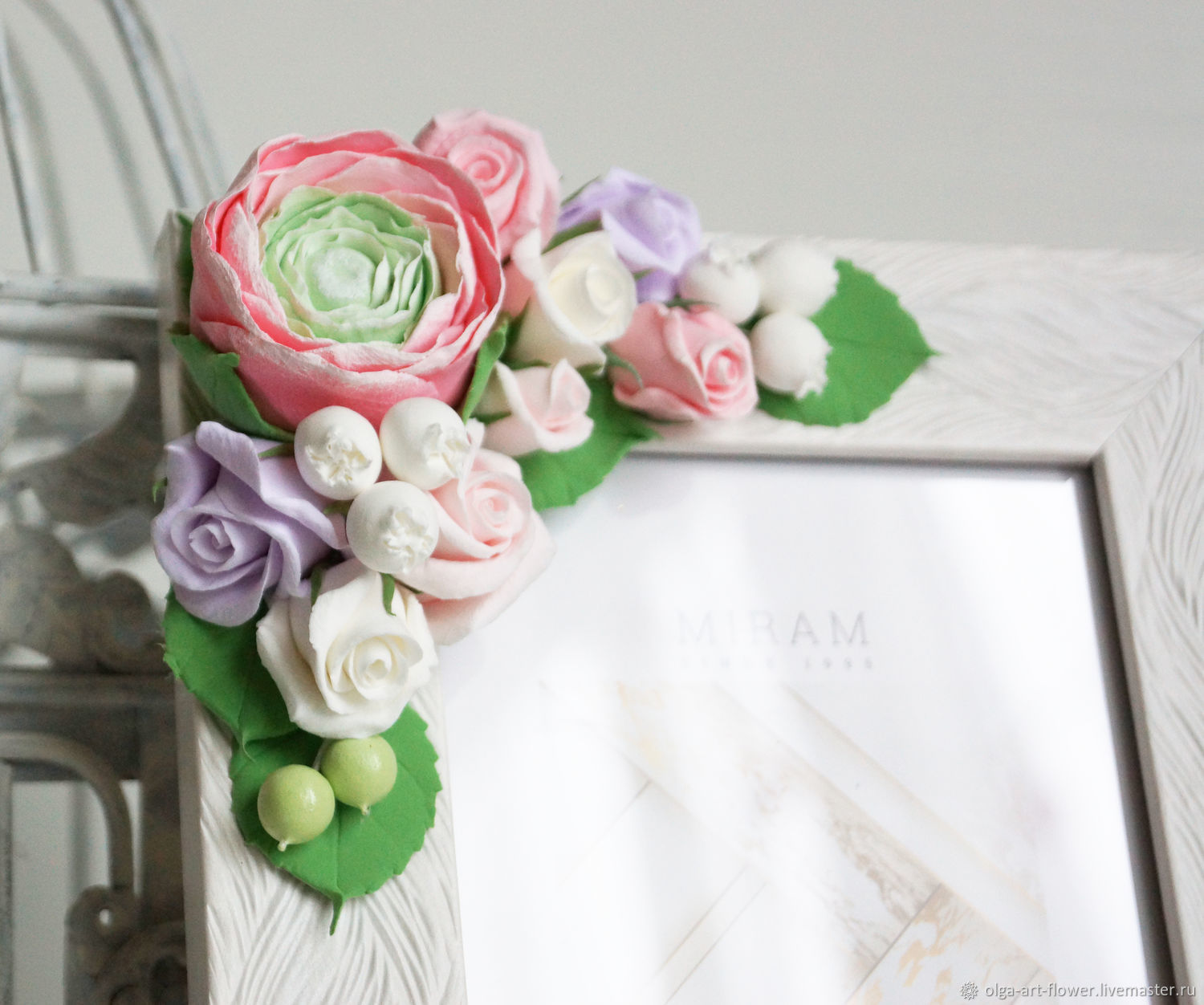 Frame for photo with flowers from polymer clay, Photo frames, Moscow,  Фото №1