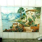 Роспись плитки Картина маяк Панно из плитки Керамическая плитка