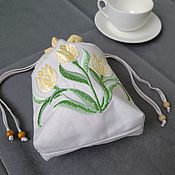 Для дома и интерьера handmade. Livemaster - original item Pouches:Linen bag with embroidery 