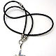 Cord, choker, Gaitan of braided leather 4 mm thick with the Orthodox limit switches `Save and protect`, United through the ring and the two beads `Save` from blackened silver handmade
