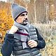 Комплект Шапка двойная и  длинный шарф НОРИС/ЮСТАС серый/бордрвый, Комплекты головных уборов, Санкт-Петербург,  Фото №1
