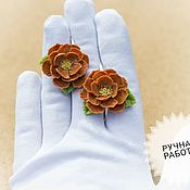 Brooch-pin: Peonies with Butterfly