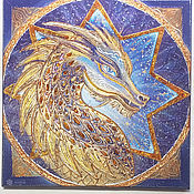 Картины и панно handmade. Livemaster - original item Cosmic golden dragon, amber painting on canvas. Handmade.