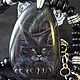 Buttercup – a black cat with Golden eyes – painting on Agatha, Pendant, Moscow,  Фото №1