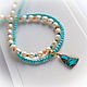 Necklace with pearls and turquoise in gold, Beads2, Moscow,  Фото №1