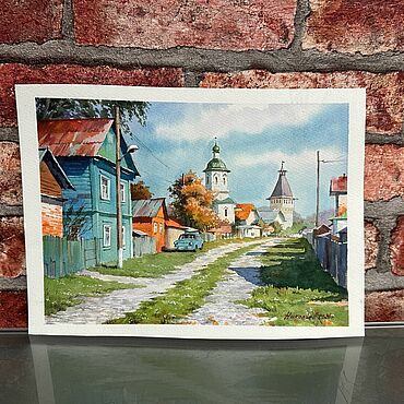 Картины и панно ручной работы. Ярмарка Мастеров - ручная работа Картина "Деревенский пейзаж". Николаев Иван. Handmade.