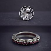 Украшения handmade. Livemaster - original item Retro Elephant Necklace and Bracelet with Ruby and Pearl Ring. Handmade.