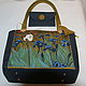 Order Van Gogh. Leather blue green floral bag with flower Irises. Leather  Art  Phantasy. Livemaster. . Classic Bag Фото №3