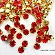 Light Siam/gold,  Шатоны ss16 (4мм), Preciosa , 10 шт, Кристаллы, Москва,  Фото №1