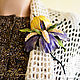 His Majesty iris leather Luneville embroidery Yellow purple. Brooches. flowersstyle (flowersstyle). My Livemaster. Фото №5