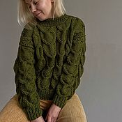 Одежда handmade. Livemaster - original item Khaki Wool sweater for oversize size women to order. Handmade.