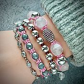 Украшения handmade. Livemaster - original item Set of 4 bracelets: rose quartz, hematite. Handmade.