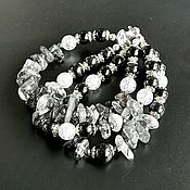 Lavender - set multi-row necklace with pendant and bracelet fluorite