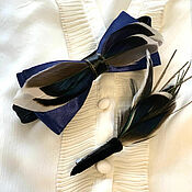 Аксессуары handmade. Livemaster - original item Set of Boutonniere and bow Tie with duck and Guinea fowl feathers. Handmade.