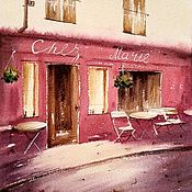 Картины и панно handmade. Livemaster - original item Painting Paris restaurant landscape. Painting City of Europe. Handmade.