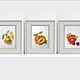 Сет 3 –х  картин акварелью  спелые, сочные фрукты кухню, Картины, Екатеринбург,  Фото №1