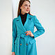 Coat jacket woolen Blue, blue fitted short demi. Coats. mozaika-rus. My Livemaster. Фото №4