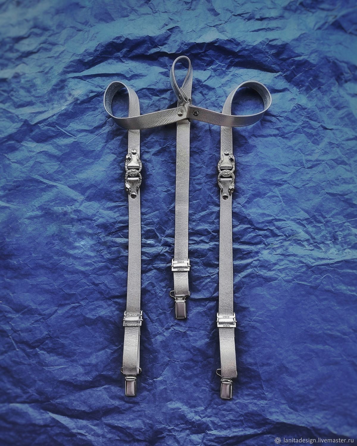 Подтяжки Змеи кожаные женские серебряные из натуральной кожи в интернет ...