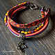 Multi-row bracelet with wood and textiles, Bead bracelet, Irkutsk,  Фото №1