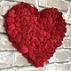Heart made of stabilized moss 30*35 cm red, Kits for photo shoots, Belgorod,  Фото №1