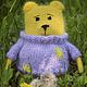 Медведь вязаный, Мишка в свитере с вышивкой, Мягкие игрушки, Жуковский,  Фото №1