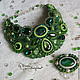 'Greens' necklace embroidered with beads, Necklace, Moscow,  Фото №1