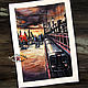 Painting: watercolor painting city landscape sunset CITY AT SUNSET. Pictures. pictures & decor of TanyaSeptember. My Livemaster. Фото №5