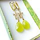 Earrings classic:' Lime' with jadeite, Earrings, Sevastopol,  Фото №1