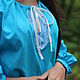 Блузка женская в русском стиле "Агния" бирюзовая, Народные рубахи, Златоуст,  Фото №1