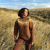 Одежда handmade. Livemaster - original item Alpaca women`s knitted sweater, lopapeisa, warm jacket.. Handmade.