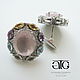Luxury cufflinks with large genuine rose quartz, Topaz, amethyst. citrines and cubic zirconias!The only instance!
