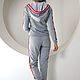 Sports suit with a hood for women, gray suit with slits. Tracksuits. Lara (EnigmaStyle). My Livemaster. Фото №6