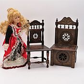 Антикварное бретонское кресло. Кукольная мебель. Стул для куклы