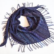 Аксессуары handmade. Livemaster - original item scarves: Knitted scarf with jacquard purple scarf with fringe. Handmade.