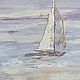 Seascape in soft colors. Painting with a boat on the sea. Pictures. Zabaikalie. Online shopping on My Livemaster.  Фото №2
